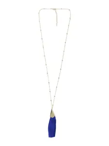 AQUASTREET Blue & Gold-Toned Silk Thread Tasseled Pendant With Chain