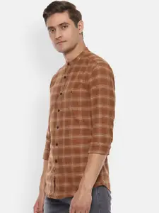 Louis Philippe Sport Men Brown Slim Fit Checked Casual Shirt