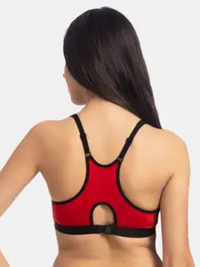 KOMLI Pack of 2 Red Solid Non-Wired Lightly Padded Push-Up Bra