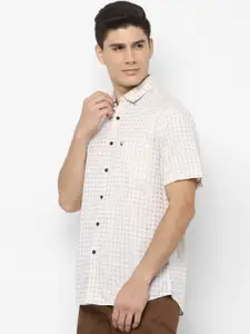 Allen Solly Men Beige Slim Fit Checked Casual Shirt