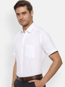 Van Heusen Men White Regular Fit Self Design Formal Shirt