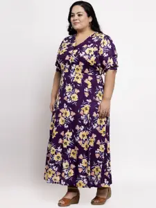 plusS Women Purple Printed Maxi Dress
