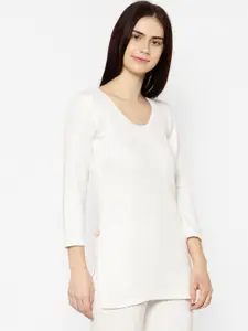MACK JONNEY Women White Solid Thermal Top