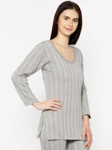 MACK JONNEY Women Grey Solid Thermal Top