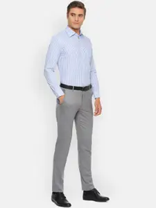 Louis Philippe Men Blue & White Regular Fit Checked Formal Shirt