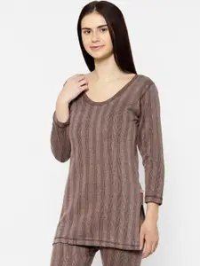 MACK JONNEY Women Brown Striped Thermal Top