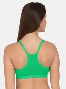 Tweens Green Solid Non-Wired Lightly Padded Workout Bra TW-275