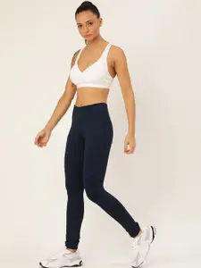 Lady Lyka White & Fuchsia Solid Non-Wired Lightly Padded Workout Bra PROVOGUE