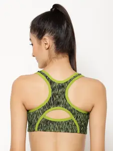 Floret Pack Of 2 Printed Non-Wired Lightly Padded Workout Bras T3066_Maroon-Lime Green_30B
