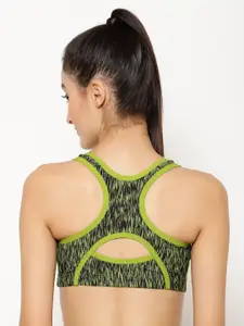 Floret Pack of 2 Printed Non-Wired Lightly Padded Workout Bras T3066_N.Blue-Lime Green