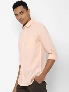 Allen Solly Men Peach-Coloured Regular Fit Solid Casual Shirt