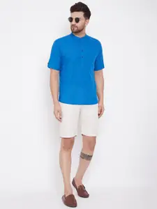even Men Blue Solid Straight Kurta