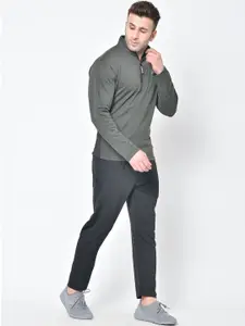 Chkokko Men Grey & Black Solid Tracksuit