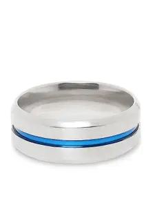 OOMPH Men Silver-Plated Blue Handcrafted Finger Ring