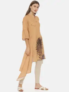 Neerus Women Beige Printed A-Line Kurta