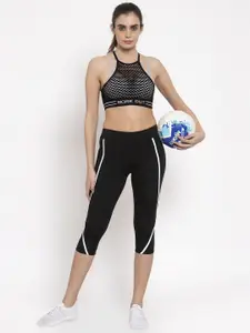 MAKCLAN Grey & Black Self Design Lightly Padded Non-Wired Workout Bra-MK1818SBC