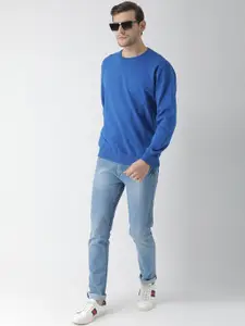 GRIFFEL Men Blue & Blue Solid Sweatshirt