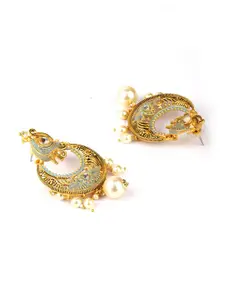 Priyaasi Gold-Toned & Blue Contemporary Chandbalis