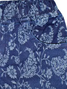 KiddoPanti Girls Blue Printed Regular Fit Regular Shorts