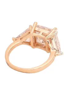 Voylla Rose Gold-Plated & Pink Handcrafted Cubic Zirconia Studded Finger Ring