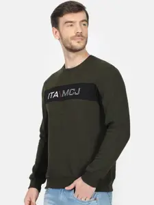 Monte Carlo Men Olive Green Printed Sweatshirt