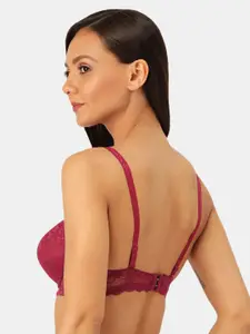MAKCLAN Pink Lace Underwired Lightly Padded Everyday Bra K36003BA