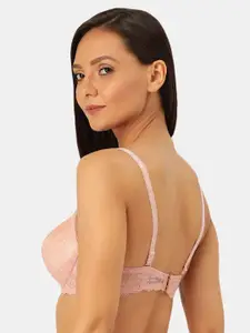 MAKCLAN Women Pink Self Design Underwired Lightly Padded Everyday Bra K36003BQ