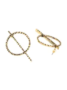 Voylla Black Gold-Plated Circular Drop Earrings
