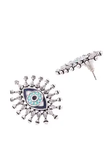 Voylla Silver-Toned & Blue Classic Studs