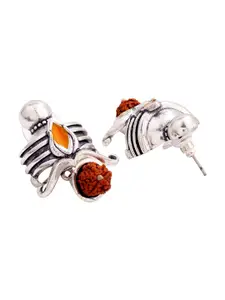 Voylla Silver-Toned & Yellow Classic Studs