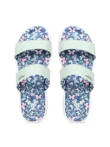 Carlton London sports Women Green Printed Slip-On Flip Flops