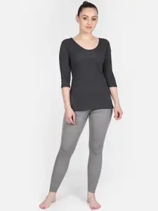 BODYCARE INSIDER Women Charcoal-Grey Solid Thermal Top