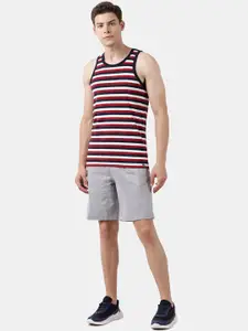 Pepe Jeans Men Maroon & Black Striped Gym Vest