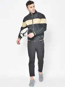 Chkokko Men Black & Beige Colourblocked Tracksuit