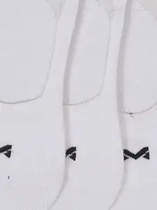 MARC Men Pack of 3 White Solid No Show Cotton Shoe Liners