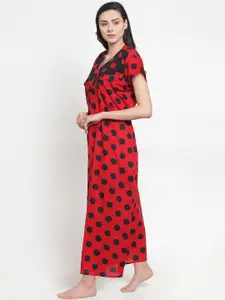 Secret Wish Red & Black Printed Maternity Nightdress