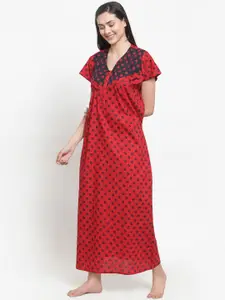 Secret Wish Red Printed Maternity Nightdress NT-E214-828