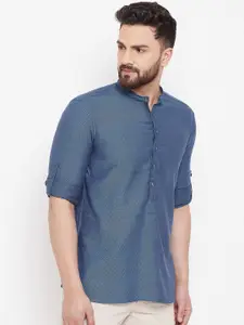 even Men Blue Woven Design Straight Kurta