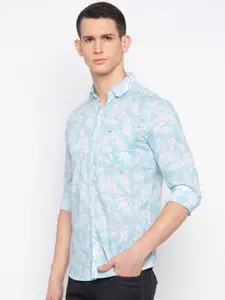SPYKAR Men Blue & Off-White Slim Fit Printed Casual Shirt