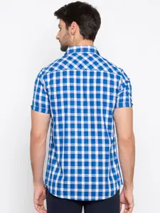 SPYKAR Men Blue & White Slim Fit Checked Casual Shirt