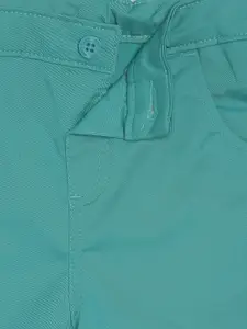MINI KLUB Boys Sea Green Solid Regular Shorts
