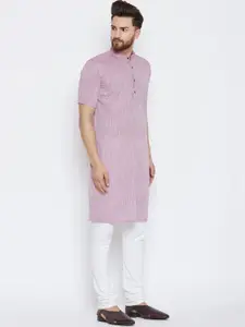 even Men Red Solid Straight Kurta