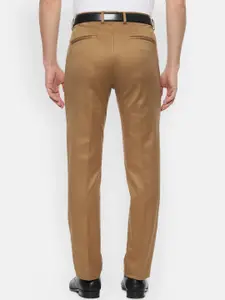 Louis Philippe Men Khaki Slim Fit Solid Regular Trousers