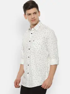 Allen Solly Men White Slim Fit Printed Casual Shirt