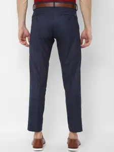 Allen Solly Men Navy Blue & Red Slim Fit Checked Regular Trousers