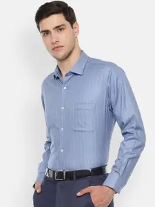 Van Heusen Men Blue Regular Fit Striped Formal Shirt