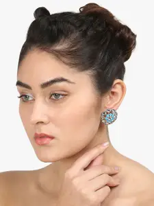 Adwitiya Collection Silver Plated Oxidised Studs