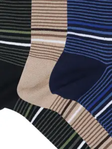Socksxpress Men Pack Of 3 Assorted Striped Calf-Length Socks