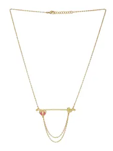 Voylla Gold-Plated & Pink Enamelled Mi Amore Bar Chains Pendant With Chain