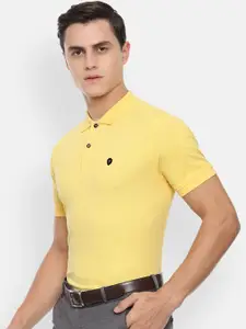 Van Heusen Sport Men Yellow Solid Polo Collar T-shirt
